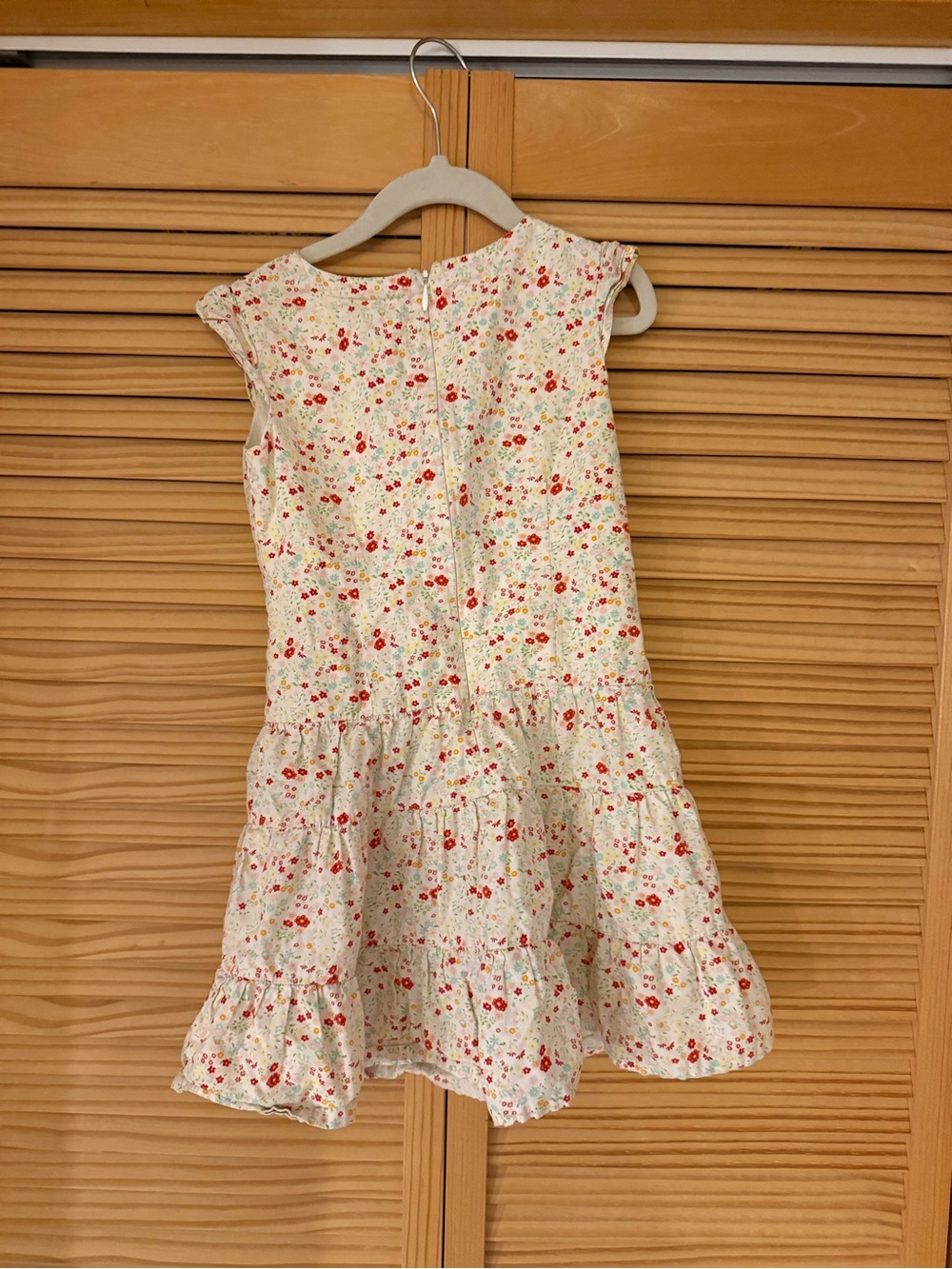 Laura Ashley Cream Floral Tiered Dress with Red & Pink Flowers